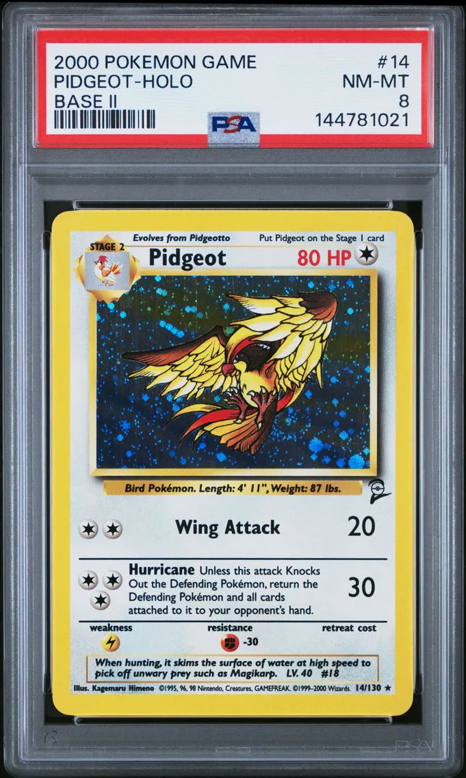 2000 #14 Pidgeot-Holo PSA 8 Game Base II