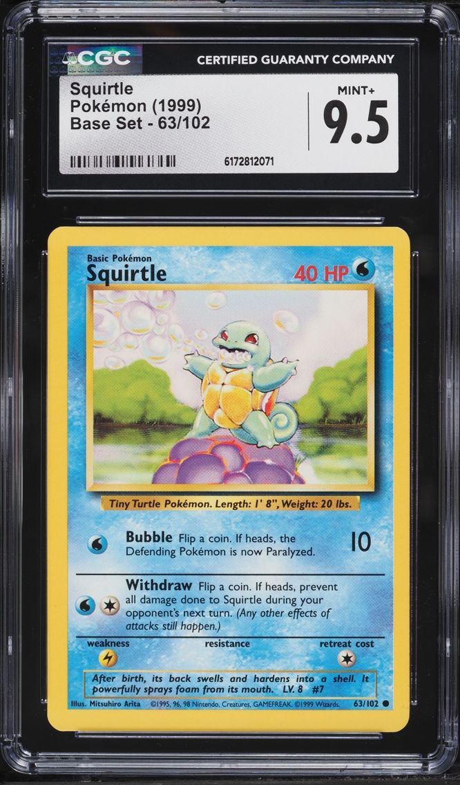 1999 Pokemon Base Set Squirtle #63 CGC 9.5 MINT+