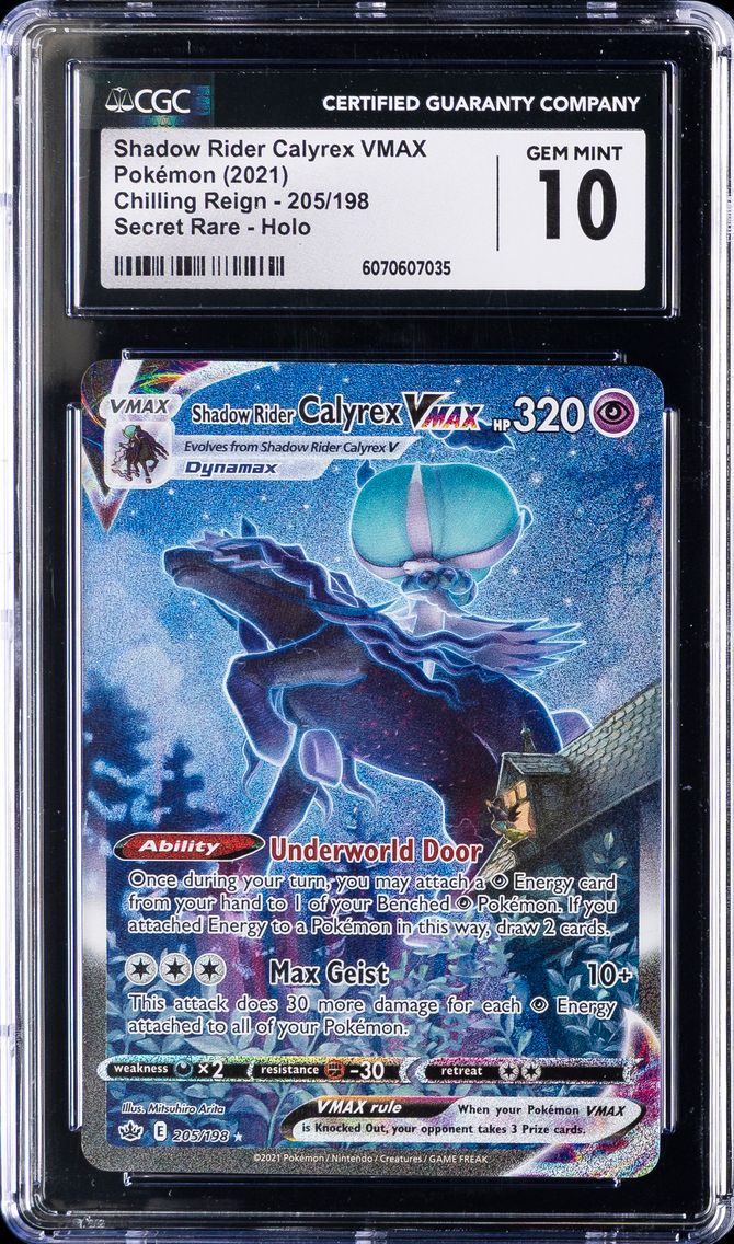 2021 #205 Full Art/Shadow Rider Calyrex Vmax CGC 10 Sword & Shield Chilling Reign Pokemon