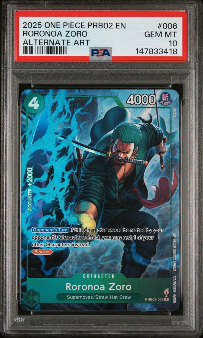 2025 #006 Roronoa Zoro PSA 10 One Piece PRB02-Premium Booster -One Piece Card the Best- Vol.2