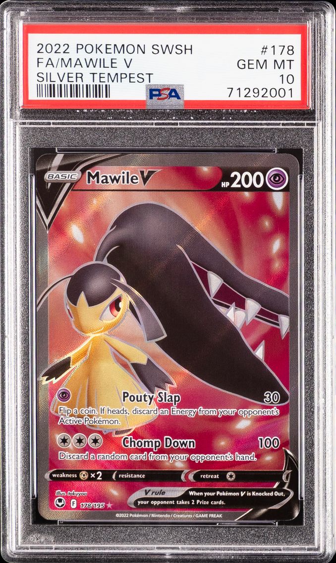 2022 #178 Full Art/Mawile V PSA 10 Sword & Shield Silver Tempest Pokemon
