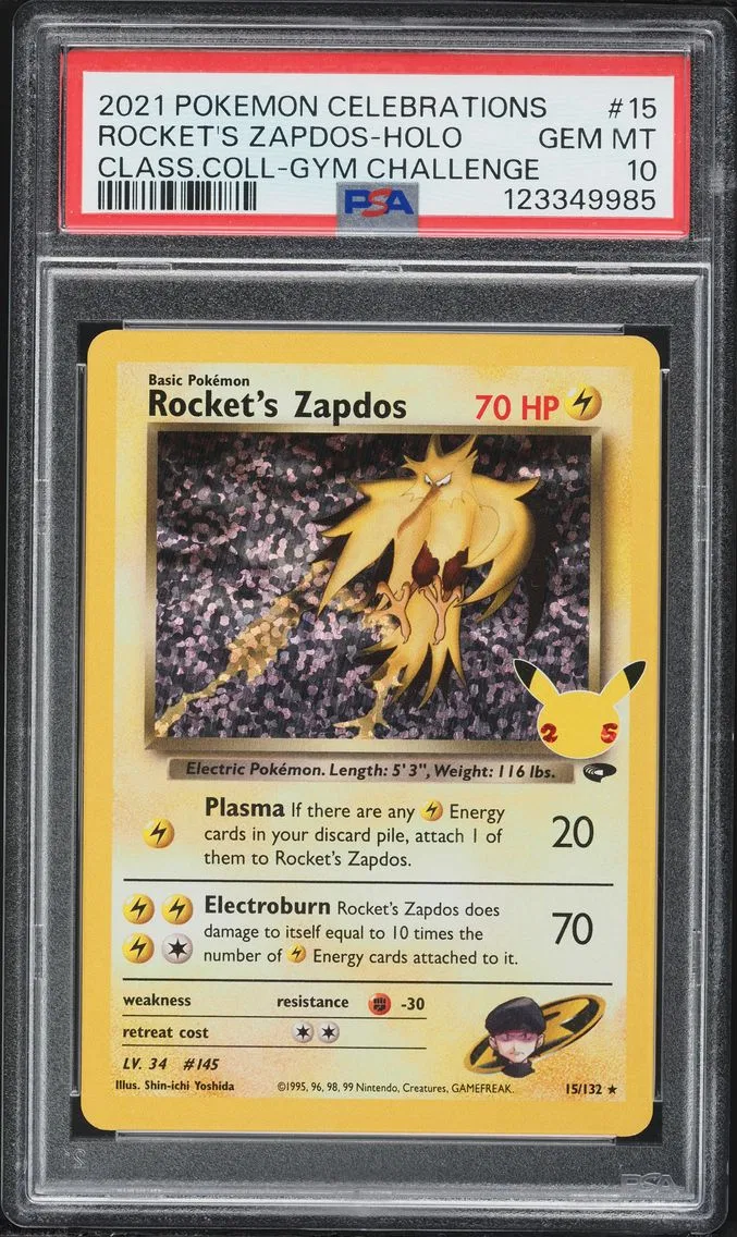 2021 #15 Rocket's Zapdos-Holo PSA 10 Celebrations Classic Collection Pokemon