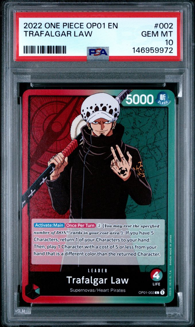 2022 #002 Trafalgar Law PSA 10 One Piece OP01-Romance Dawn