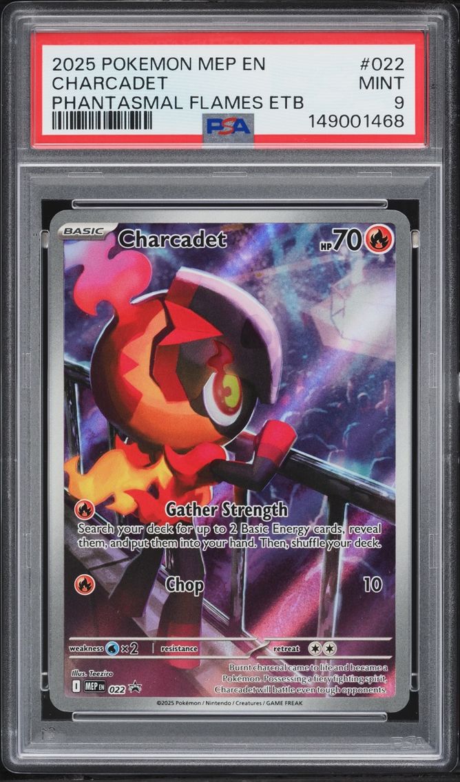 2025 Pokemon Mega Evolution Promo Phantasmal Flames ETB Full Art Charcadet #22 PSA 9 MINT
