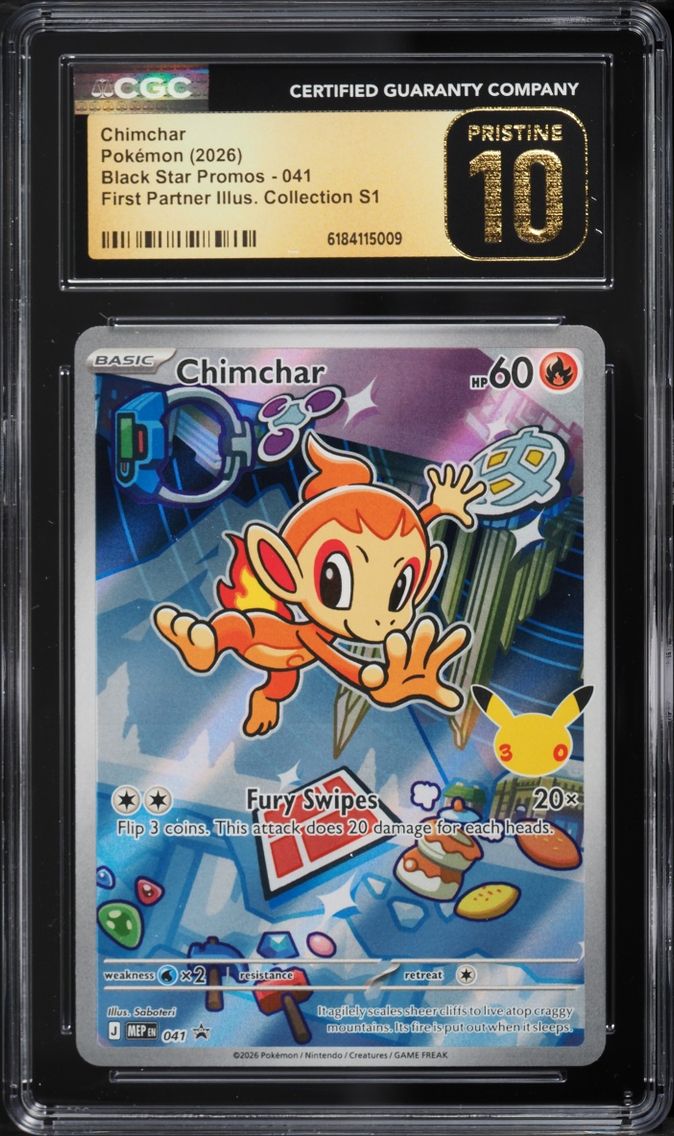 2026 #41 Chimchar CGC 10 Pokemon Mega Promo First Partner Illustration S1 Full Art