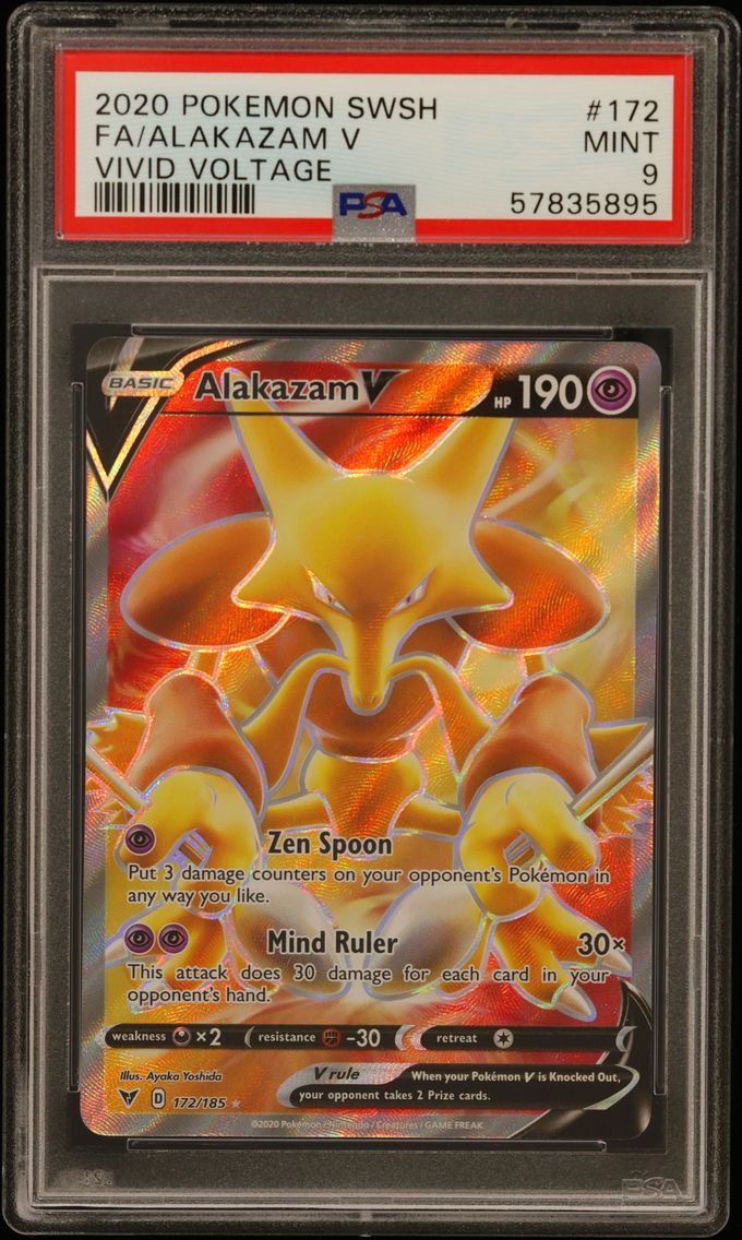 2020 #172 Full Art/Alakazam V PSA 9 Sword & Shield Vivid Voltage
