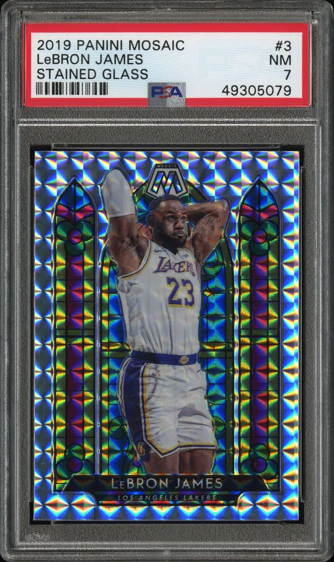 2019 #3 LeBron James PSA 7 Panini Mosaic Stained Glass