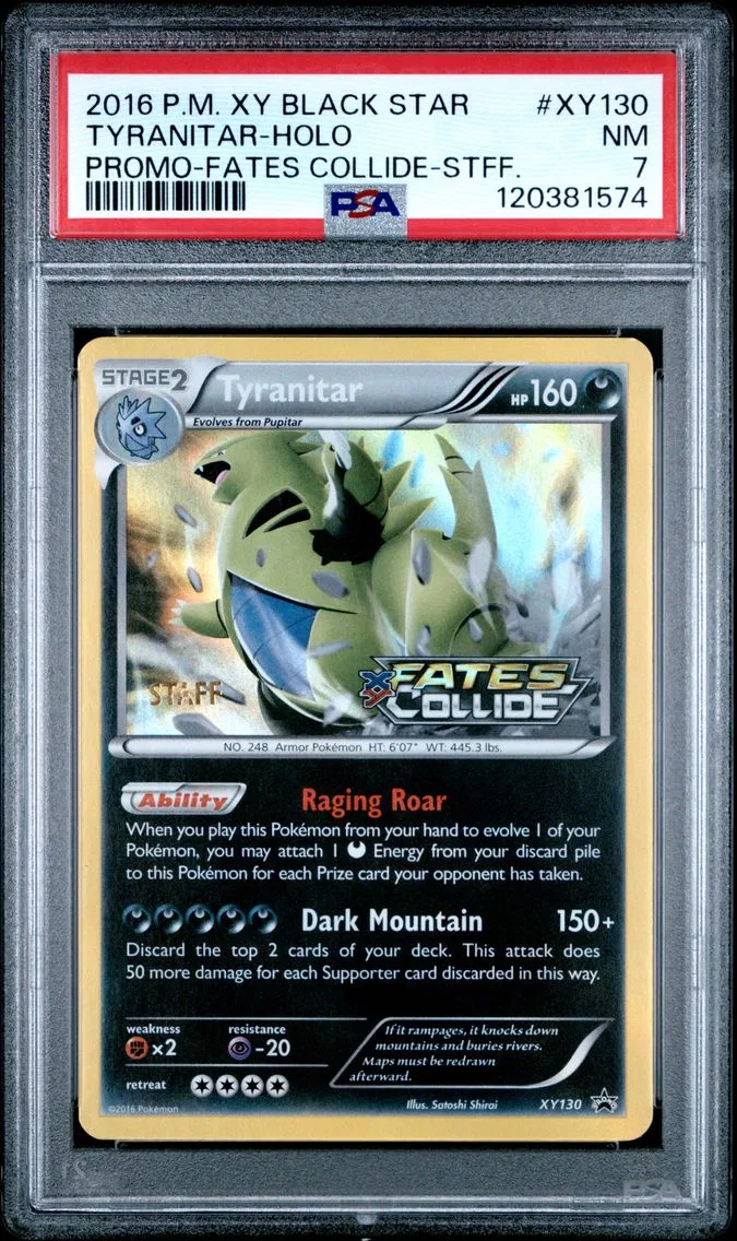 2016 #XY130 Tyranitar-Holo PSA 7 XY Black Star Promo Pokemon
