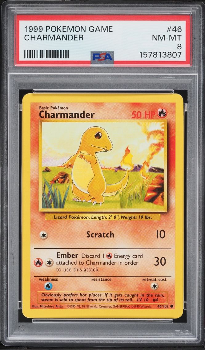 1999 Pokemon Base Set Charmander #46 PSA 8 NM-MT