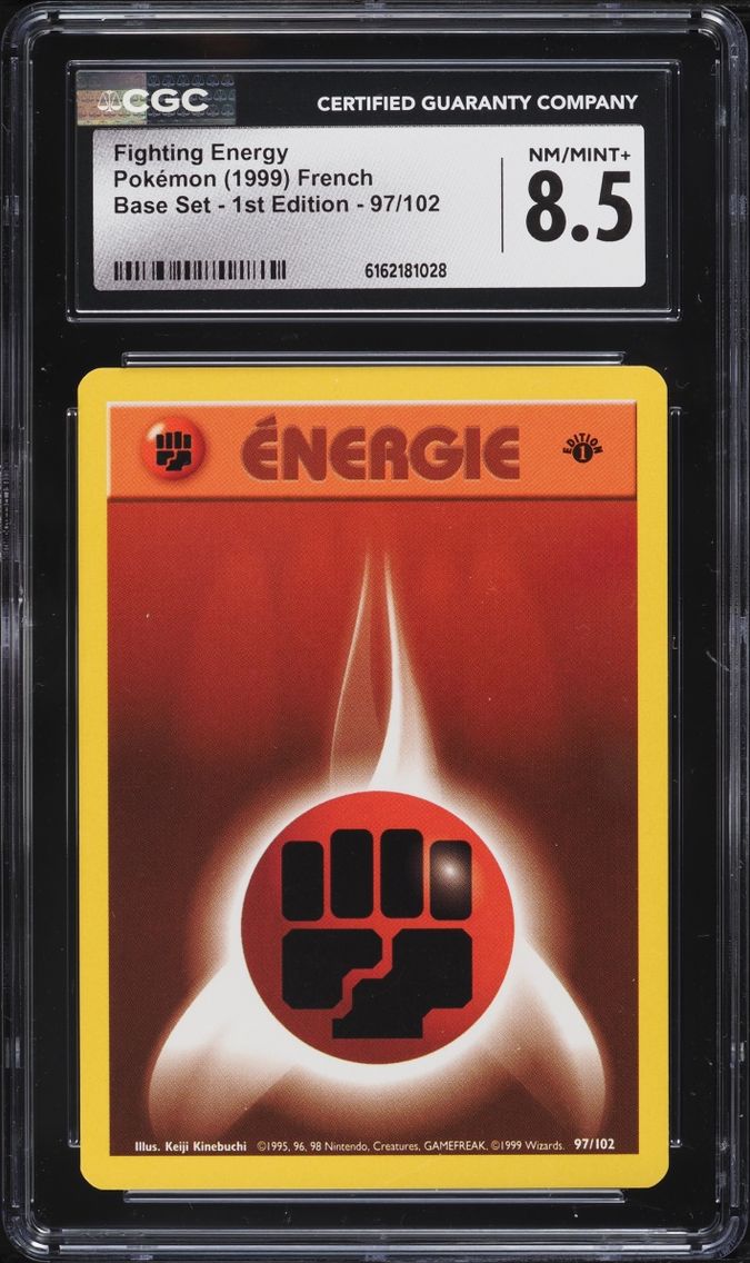 1999 Pokemon French Base Set 1st Edition Fighting Energy #97 CGC 8.5 NM-MT+