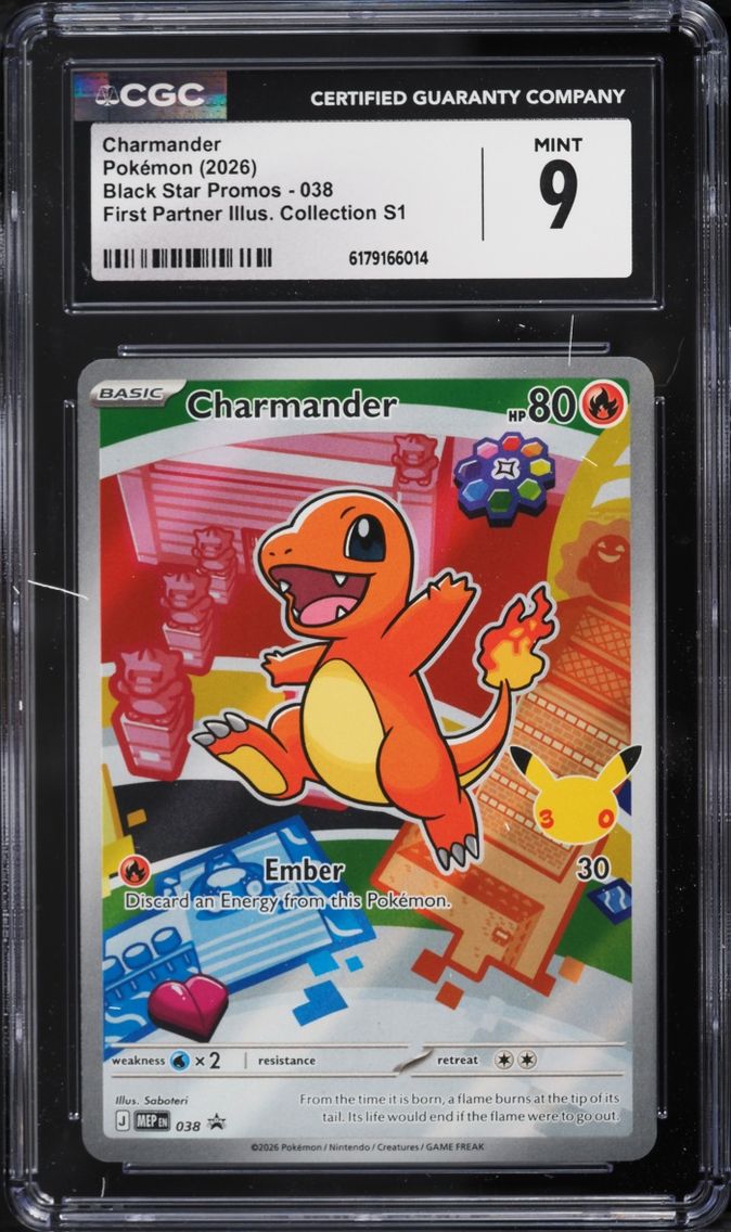 2026 Pokemon Mega Evolution Promo First Partner Illustration S1 Full Art Charmander #38 CGC 9