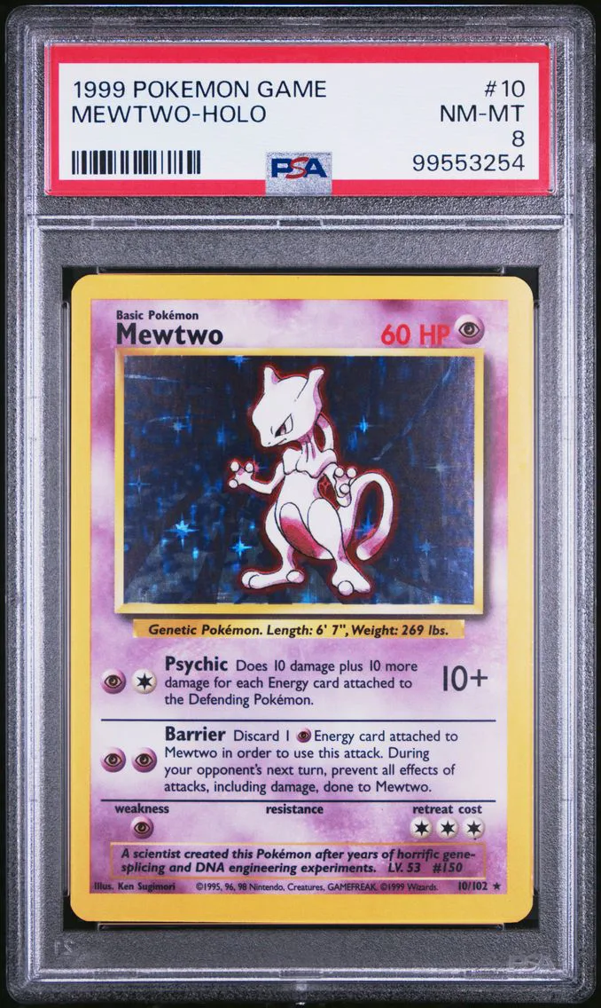 1999 #10 MEWTWO-HOLO PSA 8 POKEMON GAME