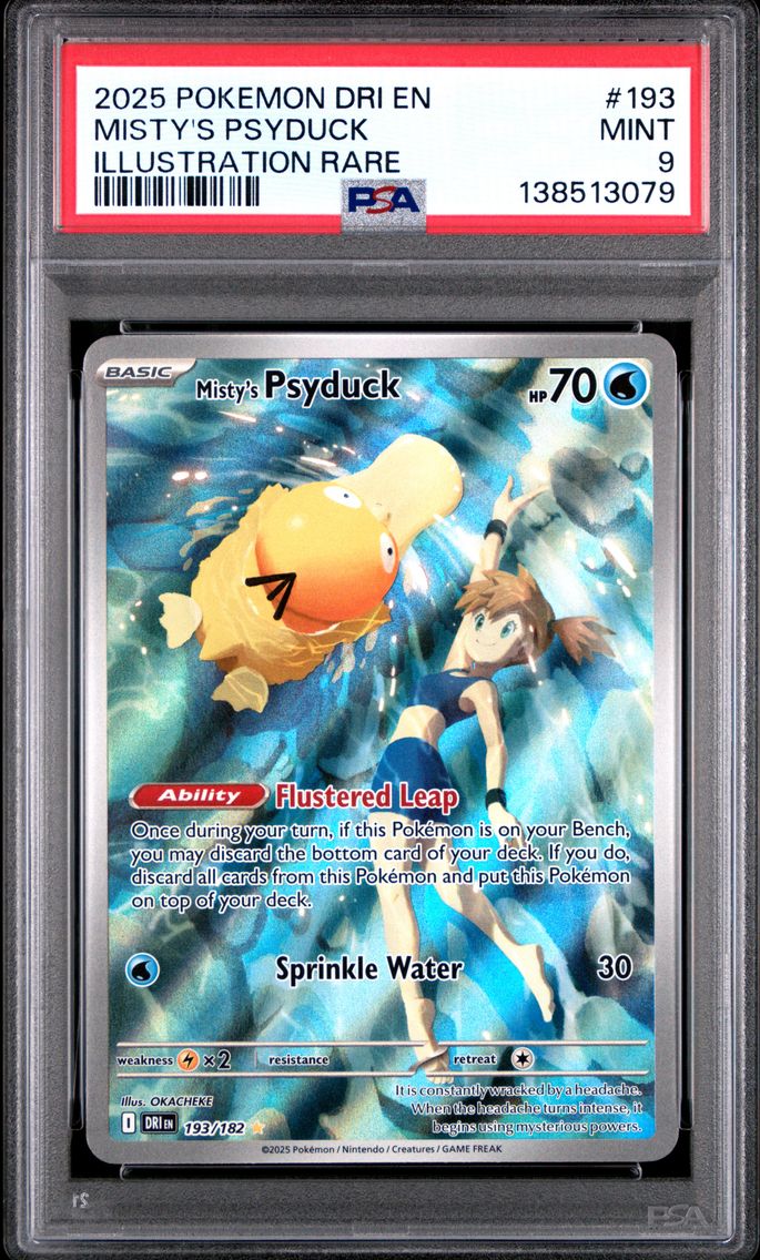 2025 #193 Misty's Psyduck PSA 9 Dri EN-Destined Rivals Pokemon