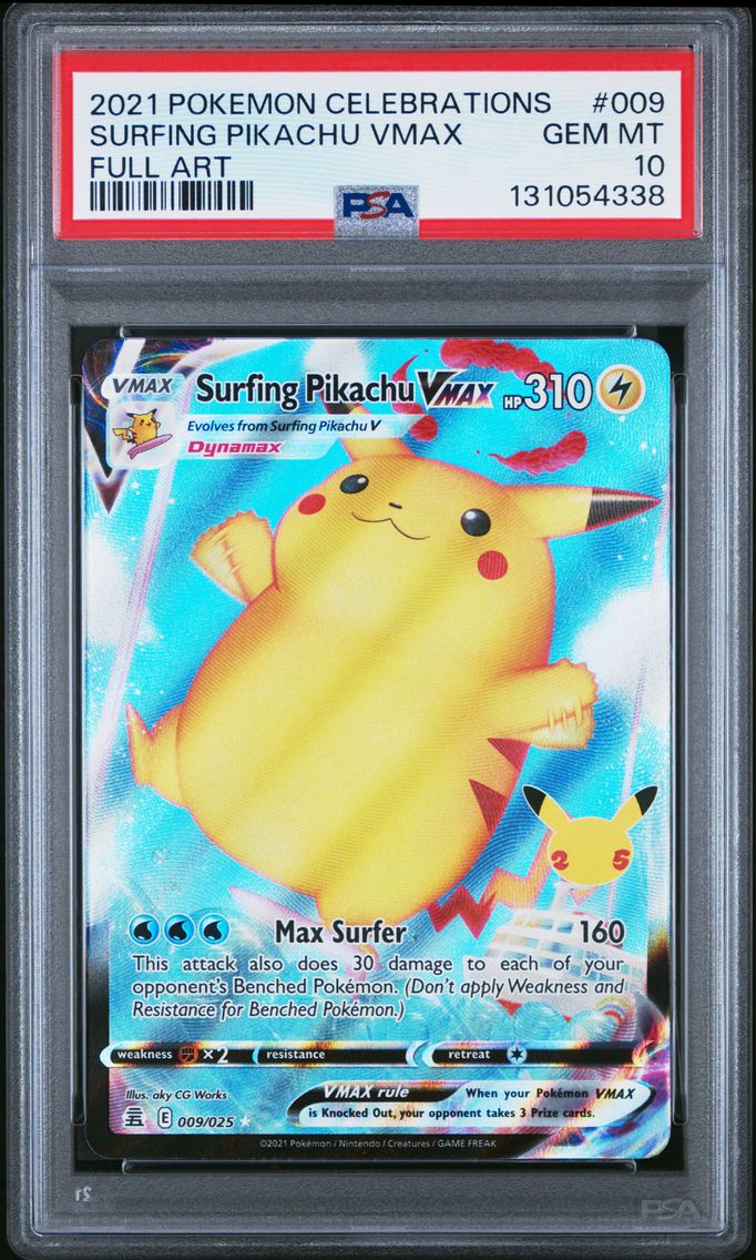 2021 #009 Full Art/Surfing Pikachu Vmax PSA 10 Celebrations Pokemon