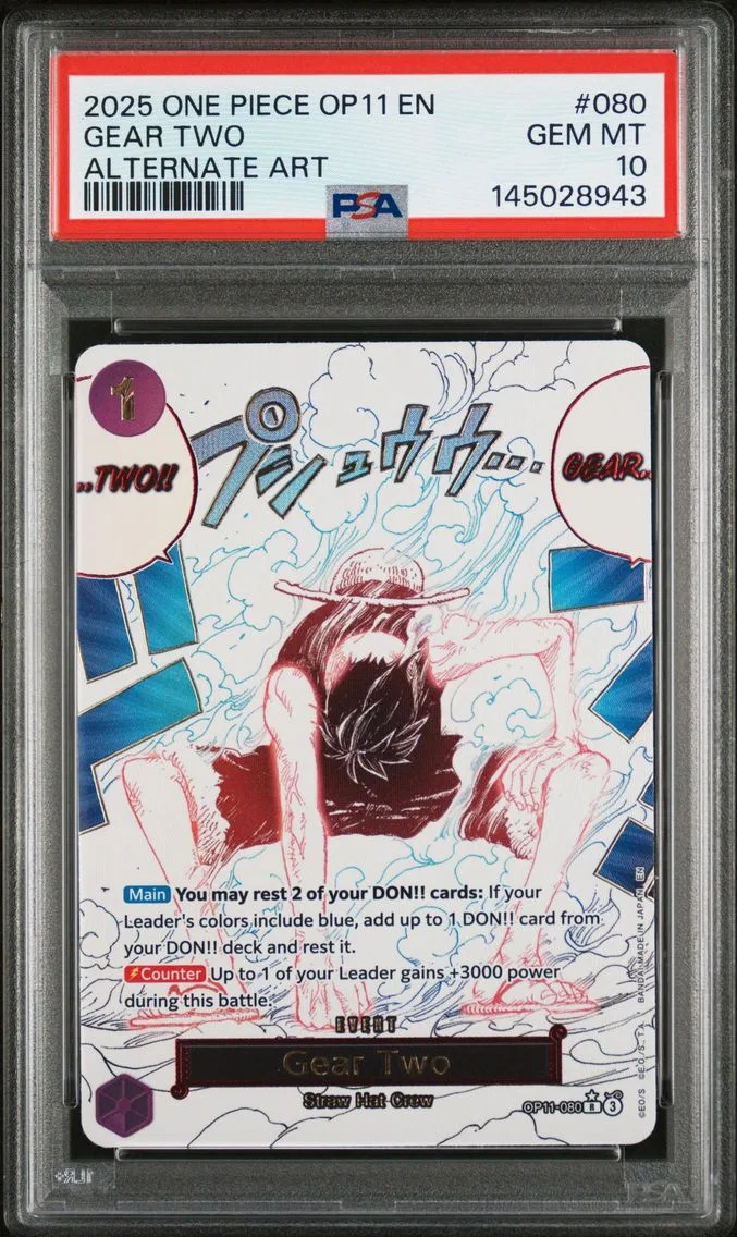 2025 #080 Gear Two PSA 10 One Piece OP11-A Fist of Divine Speed