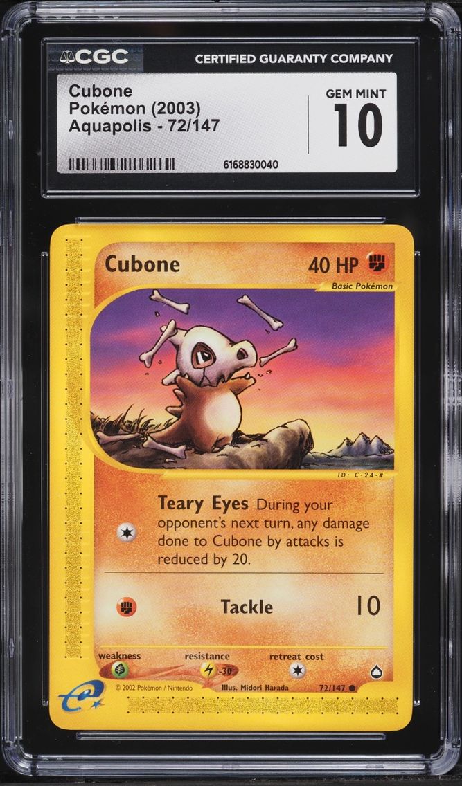 2003 Pokemon Aquapolis Cubone #72 CGC 10 GEM MINT