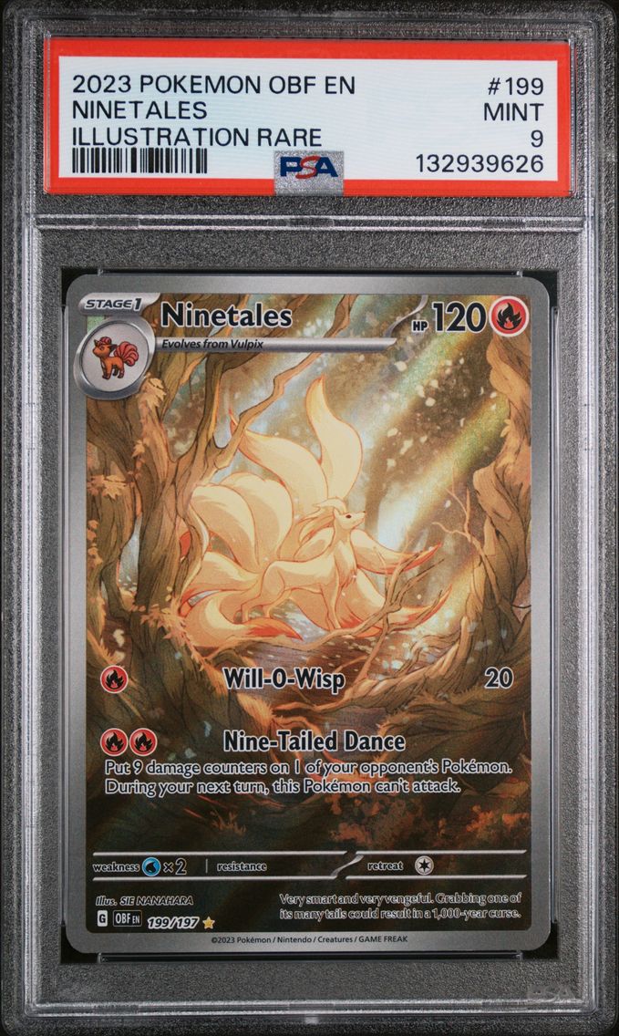 2023 #199 Ninetales PSA 9 Obf EN-Obsidian Flames Pokemon