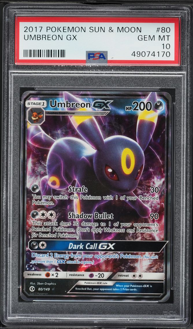 2017 #80 Umbreon GX PSA 10 Sun & Moon Pokemon