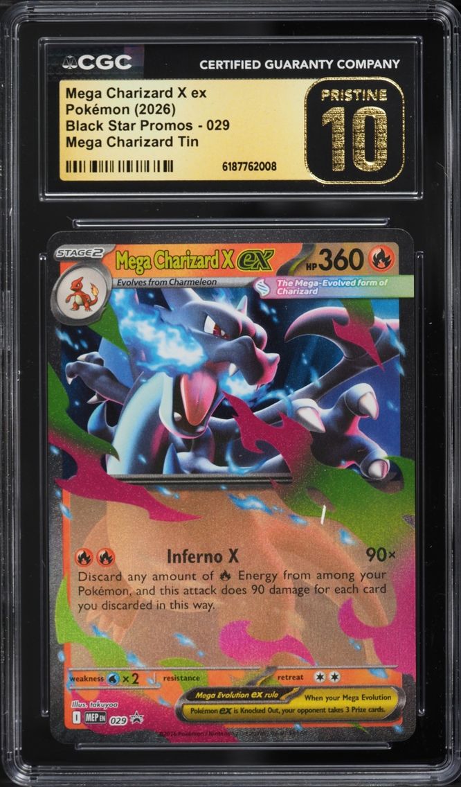 2026 #29 Mega Charizard X Ex CGC 10 Pokemon Mega Evolution Promo Tin