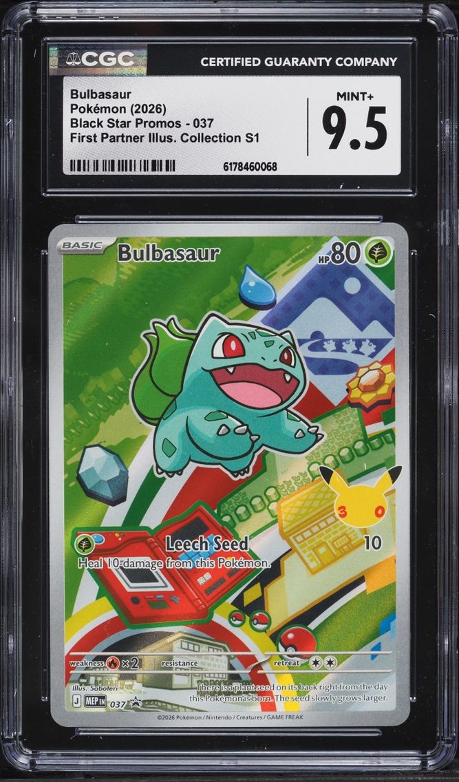 2026 Pokemon Mega Evolution Promo First Partner Illustration Full Art Bulbasaur #37 CGC 9.5