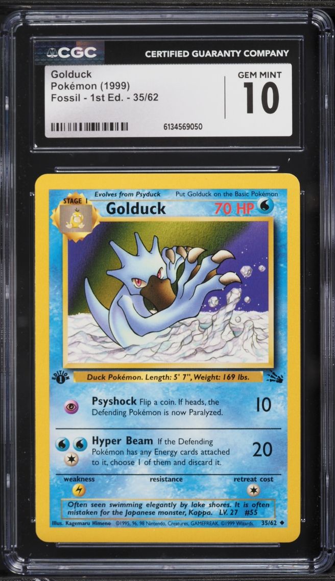 1999 Pokemon Fossil 1st Edition Golduck #35 CGC 10 GEM MINT