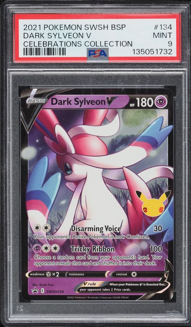 2021 Pokemon Sword & Shield Promo Celebrations Dark Sylveon V #SWSH134 PSA 9 MINT
