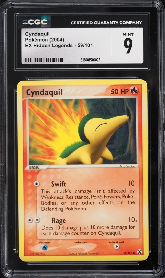 2004 Pokemon EX Hidden Legends Cyndaquil #59 CGC 9 MINT