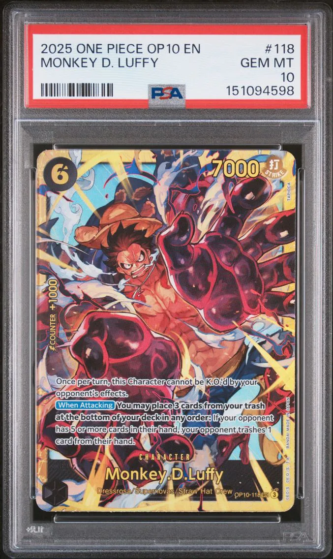 2025 #118 Monkey D. Luffy PSA 10 One Piece OP10-Royal Blood