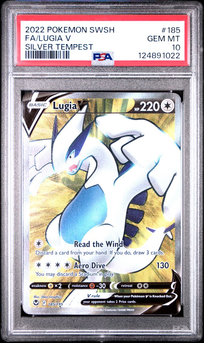 2022 #185 Full Art/Lugia V PSA 10 Sword & Shield Silver Tempest Pokemon