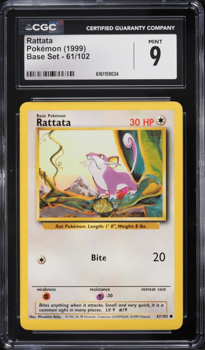 1999 Pokemon Base Set Rattata #61 CGC 9 MINT