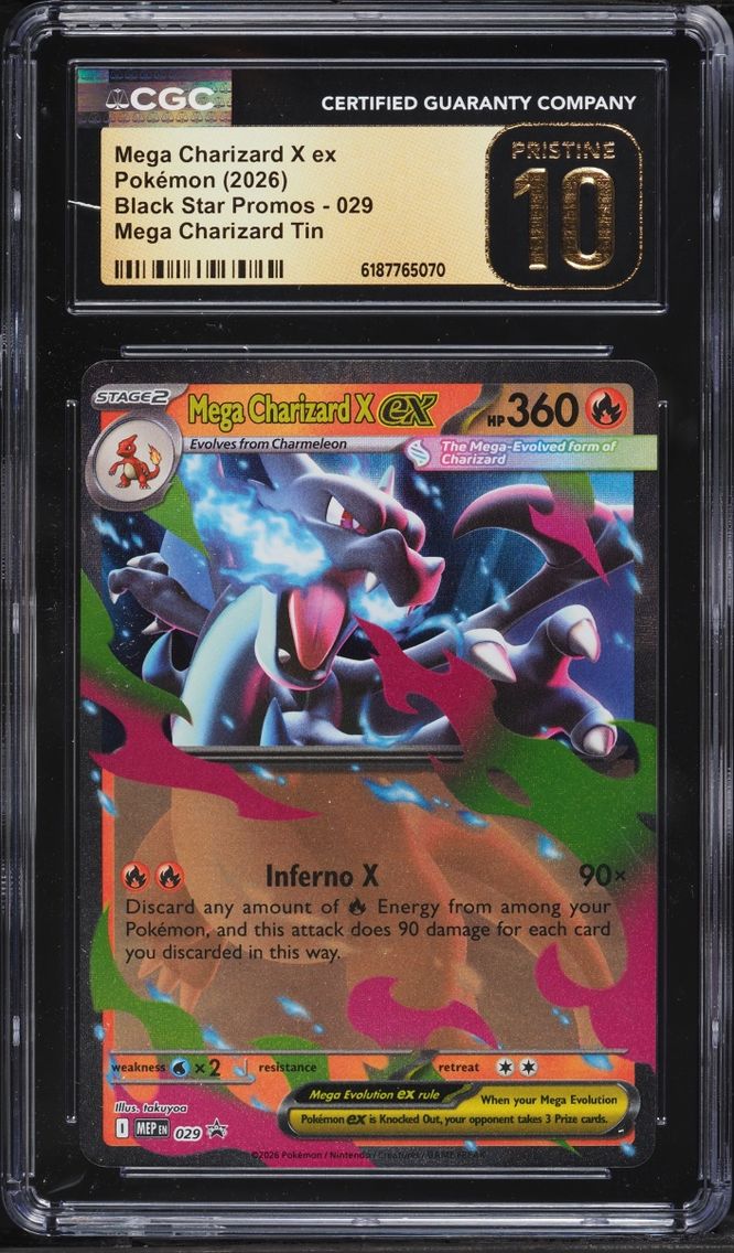 2026 #29 Mega Charizard X Ex CGC 10 Pokemon Mega Evolution Promo Tin