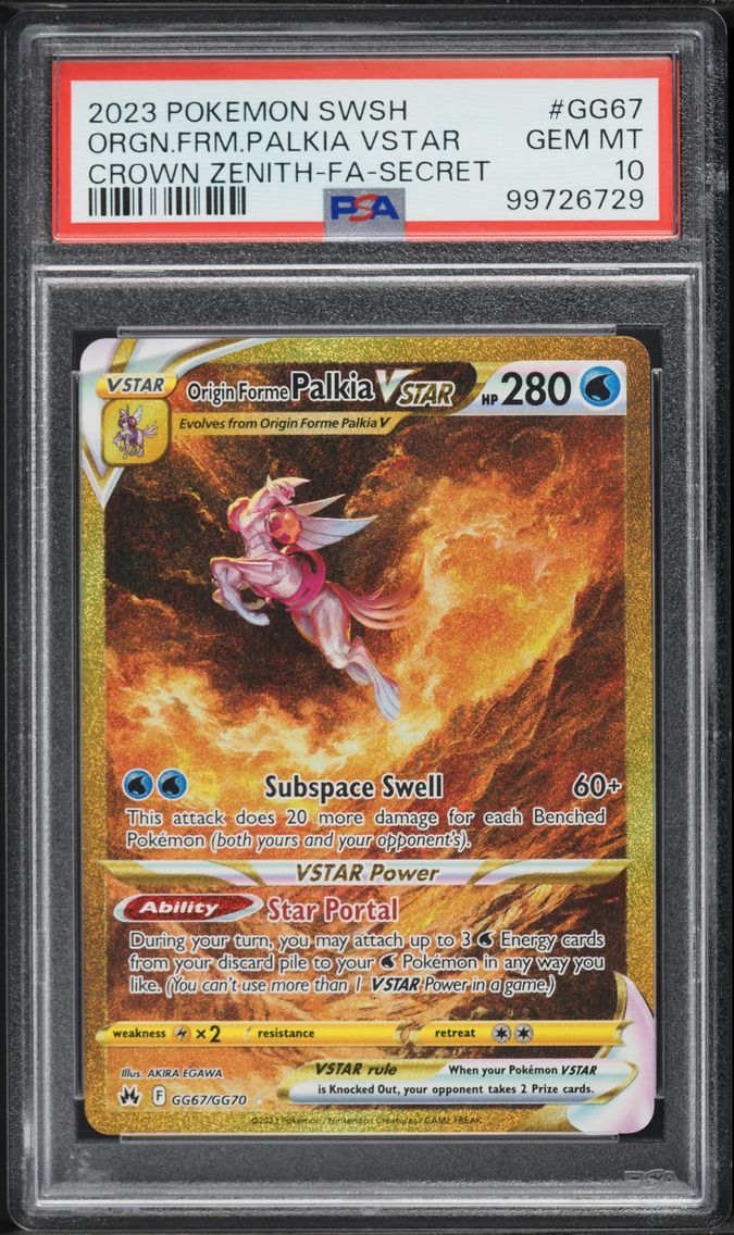 2023 #GG67 Full Art/Origin Forme Palkia Vstar PSA 10 Sword and Shield Crown Zenith Pokemon