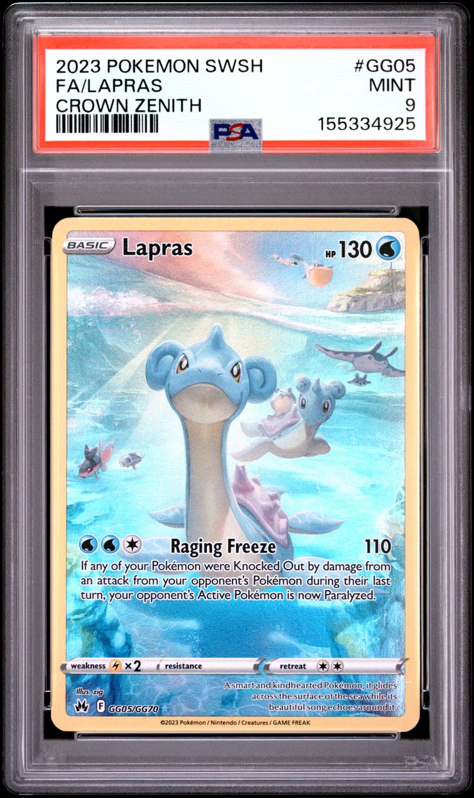 2023 #GG05 Full Art/Lapras PSA 9 Sword and Shield Crown Zenith