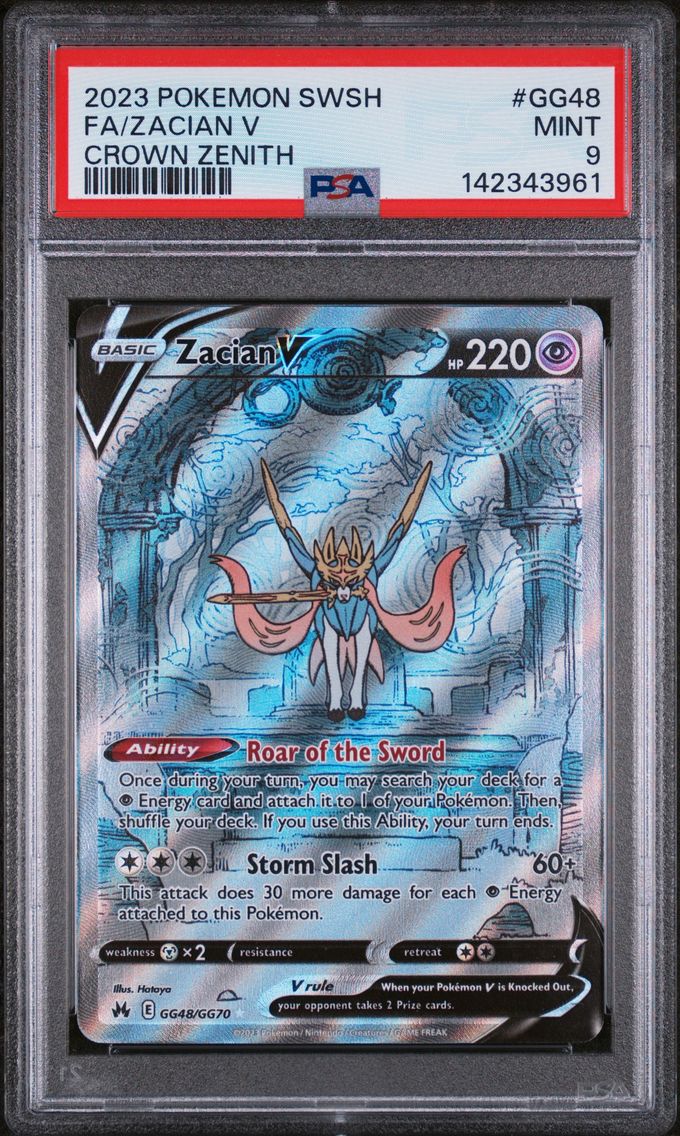 2023 #GG48 Full Art/Zacian V PSA 9 Sword and Shield Crown Zenith