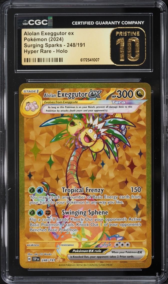 2024 Pokemon Scarlet & Violet Surging Sparks Gold Rare Alolan Exeggutor ex #248 CGC 10 PRISTINE