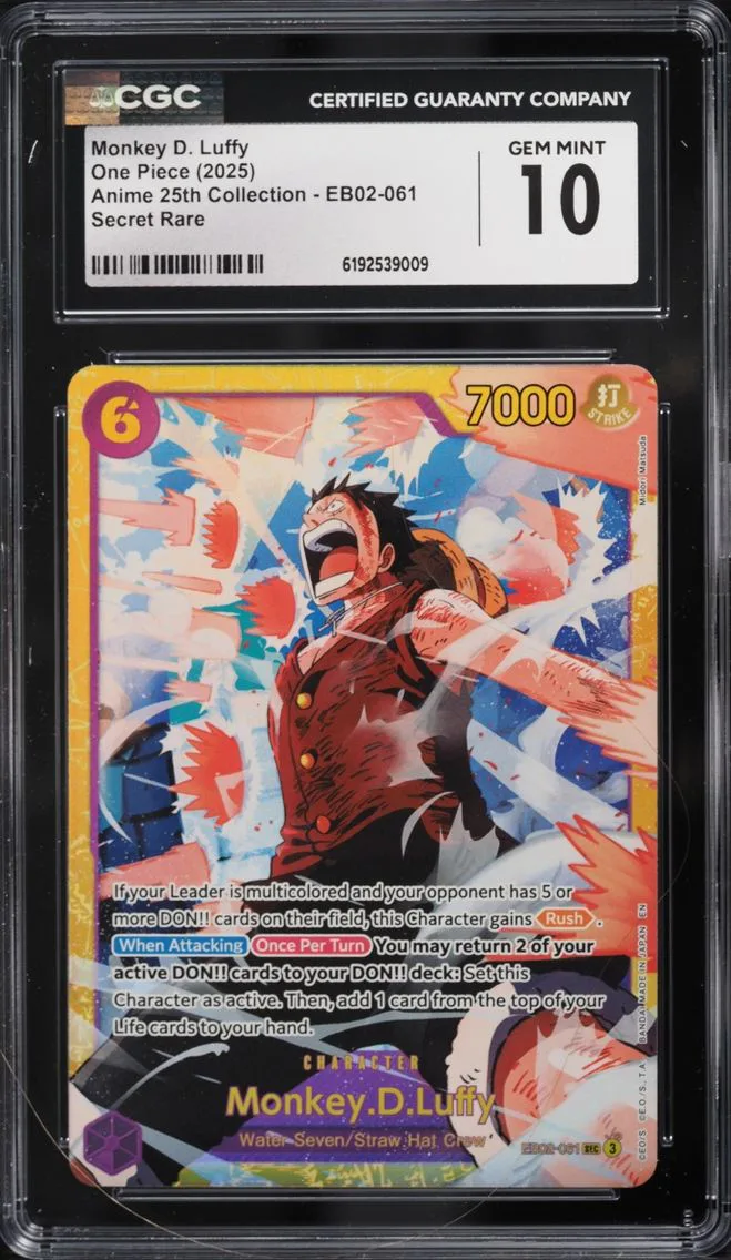 2025 #EB02-061 Monkey D. Luffy CGC 10 One Piece Anime 25th Collection