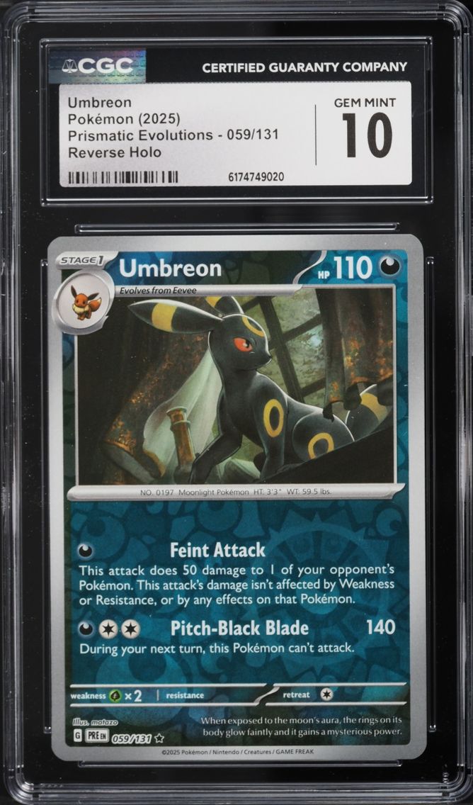 2025 #59 Umbreon CGC 10 Pokemon Scarlet & Violet Prismatic Evolutions Reverse Holo