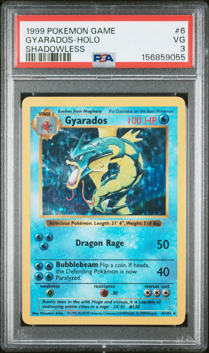 1999 #6 Gyarados-Holo Shadowless PSA 3 Game