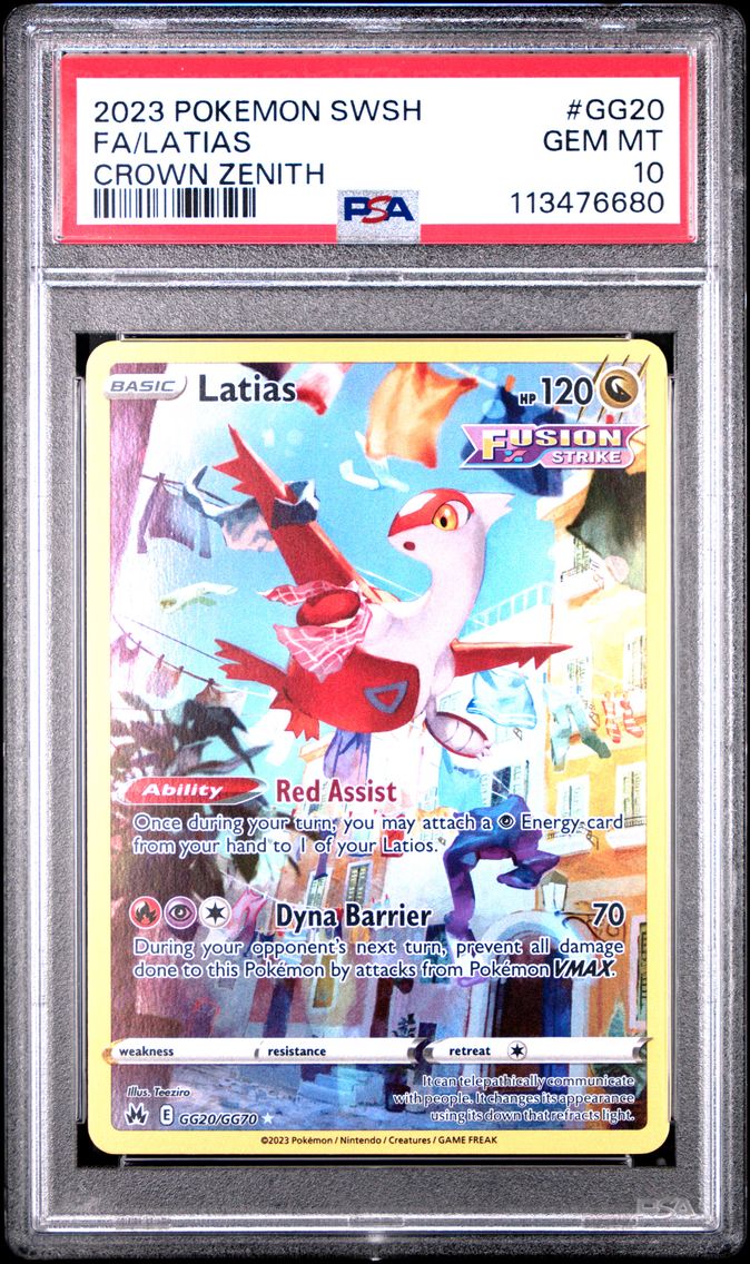 2023 #GG20 Full Art/Latias PSA 10 Sword and Shield Crown Zenith Pokemon