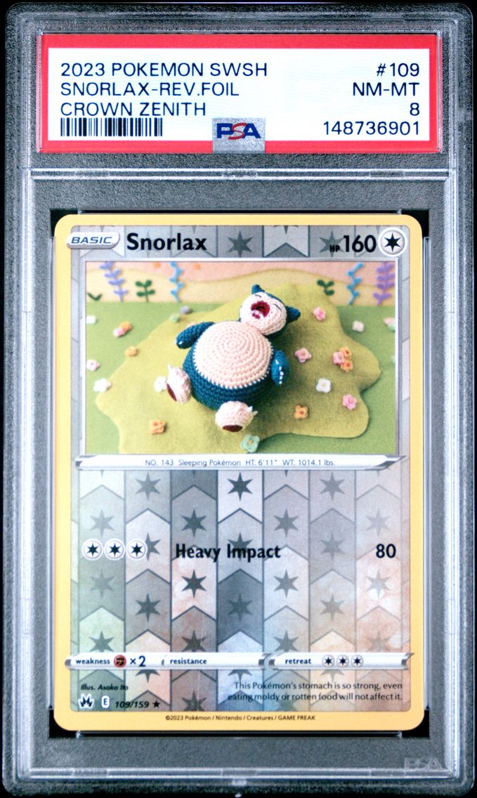2023 #109 Snorlax-Reverse Foil PSA 8 Sword and Shield Crown Zenith Pokemon