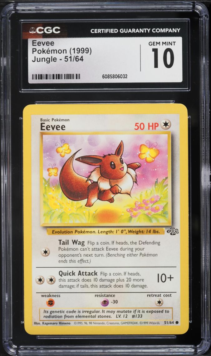 1999 #51 Eevee CGC 10 Jungle Pokemon