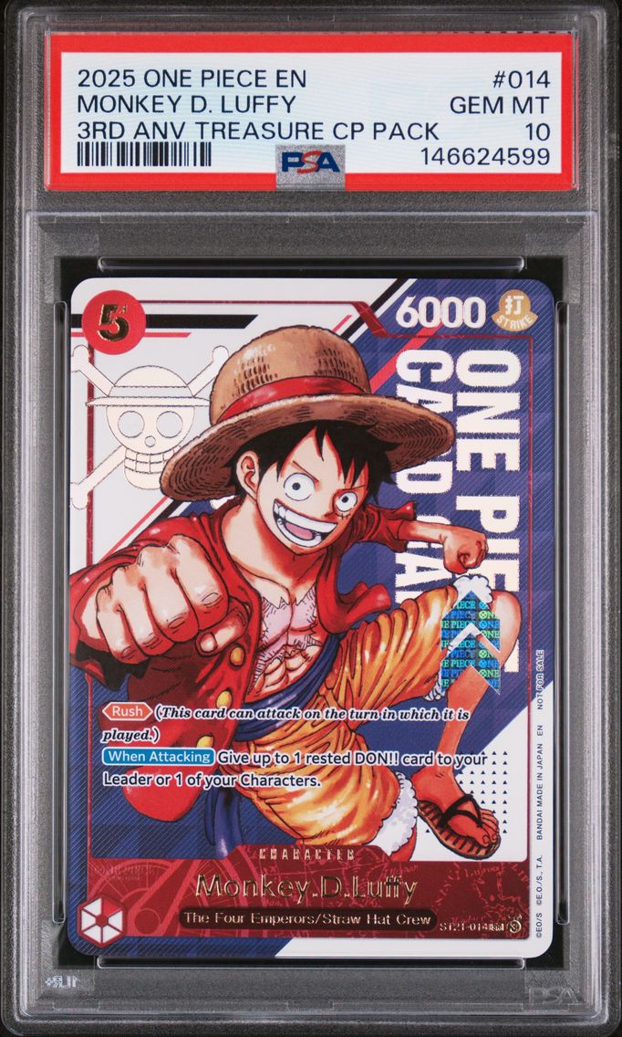 2025 #014 Monkey D. Luffy PSA 10 One Piece 3rd Anniversary! One Piece Card Treasure Campaign Pack