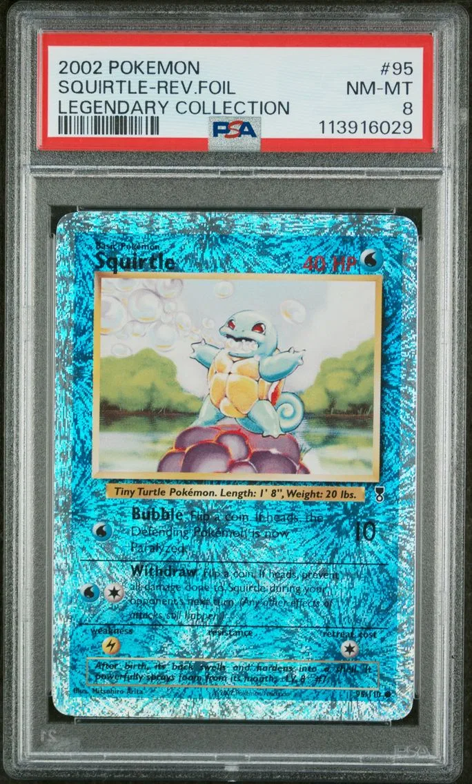 2002 #95 Squirtle-Reverse Foil PSA 8 Legendary Collection