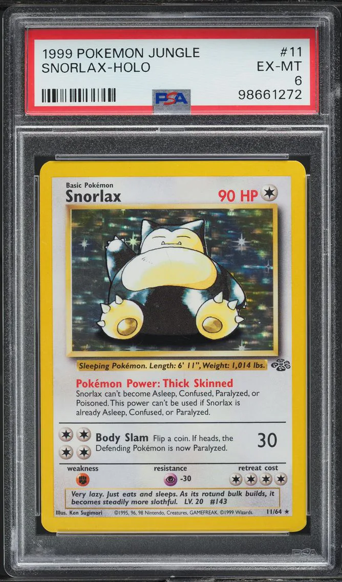 1999 #11 JUNGLE HOLO SNORLAX PSA 6 POKEMON