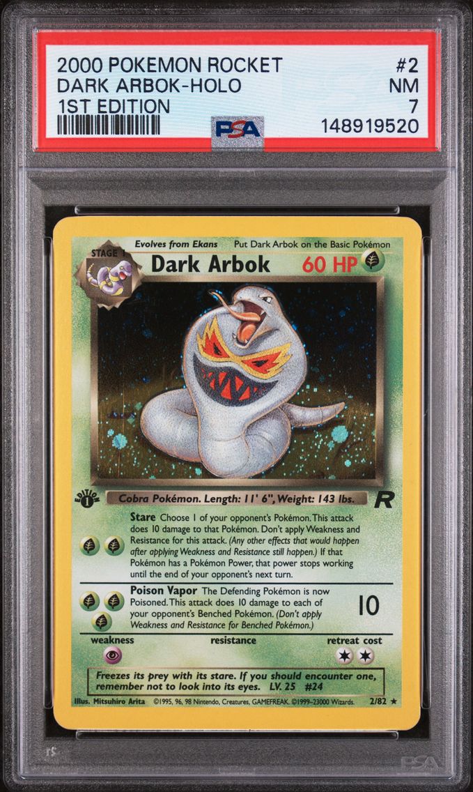 2000 #2 Dark Arbok-Holo 1st Edition PSA 7 Rocket