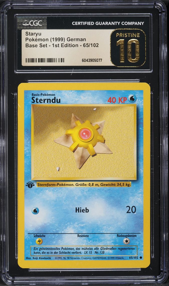 1999 #65 Sterndu 1st Edition CGC 10 Pristine German Pokemon