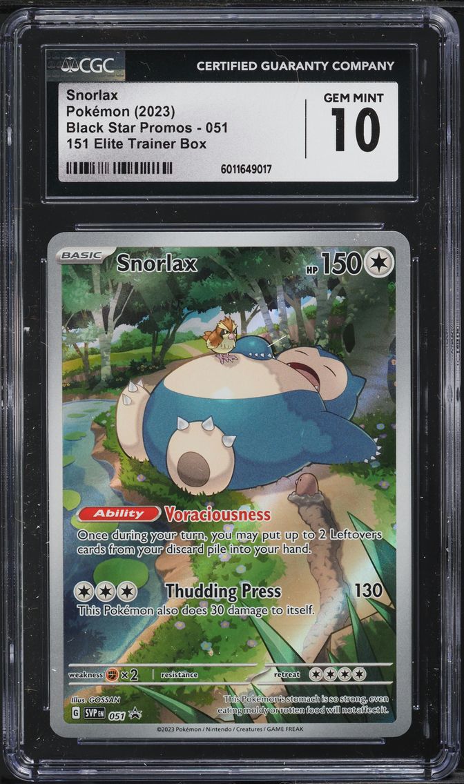 2023 #51 SV 151 BLACK STAR PROMO ETB SNORLAX CGC 10 POKEMON