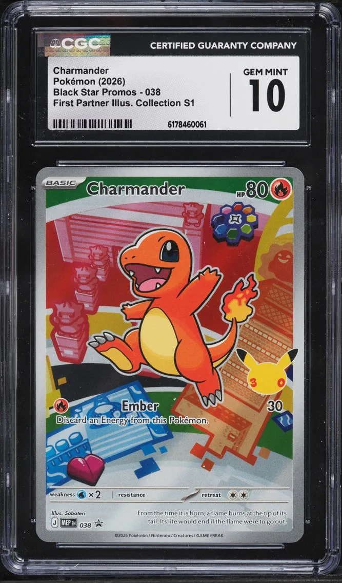 2026 Pokemon Mega Evolution Promo First Partner Illustration Full Art Charmander #38 CGC 10 GEM