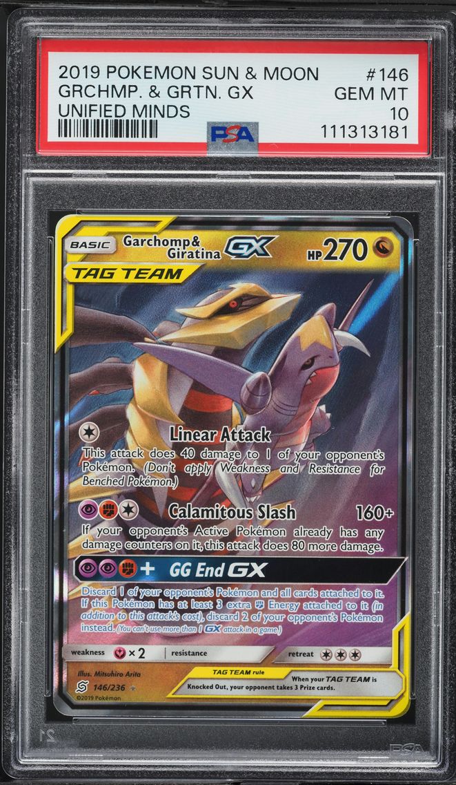 2019 #146 Garchomp & Giratina GX PSA 10 Sun & Moon Unified Minds Pokemon