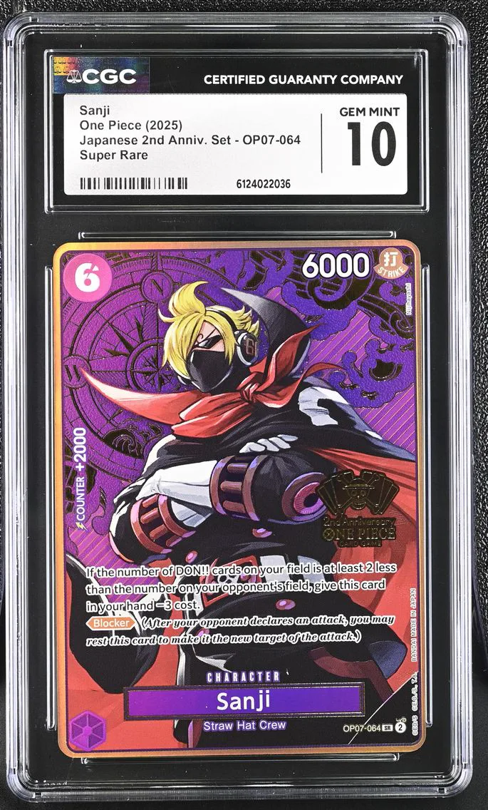 2025 #OP07-064 Sanji CGC 10 Japanese 2nd Anniversary Set - English